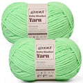 Fluffy Chunky Yarn for Crocheting, Chenille Crochet Yarn 6 Super Bulky, 2 Pack of 161 yds/7.76 oz Baby Blanket Yarn, Soft Velvet Yarns for Knitting Amigurumi&DIY Crafts/Hats/Socks(2 Aqua Green) - color: 2 Aqua Green