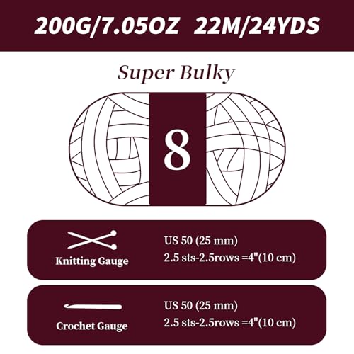 10 Pack Burgundy Fuzzy Chunky Yarn for Hand Knitting, Bulky Thick Fluffy Chenille Yarn for Crocheting, 240yds/70.5oz Jumbo Crochet Yarns, Soft Chunky Knit Blanket Yarns for Crochet - color: 10 Burgundy
