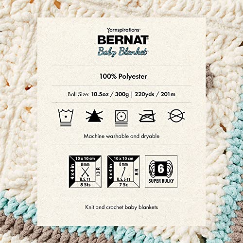 Bernat BABY BLANKET BB Jelly Beans Yarn - 1 Pack of 10.5oz/300g - Polyester - #6 Super Bulky - 220 Yards - Knitting/Crochet | #6 Super Bulky Yarn, 100% Polyester, Soft Baby Blanket Yarn for Crochet, Knitting & Crafts, 220yds, 300g/10.5oz, 1 Pack - color:
