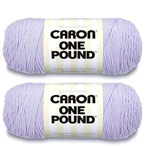 Caron One Pound Soft Yarn for Crocheting & Knitting, Lilac, 2-Pack | #4 Worsted Medium, Soft 100% Acrylic Yarn for Crochet, Knitting, Blankets and Crafts, 812yds, 453.6g/16oz per skein - color: Lilac, size: 2 Pack