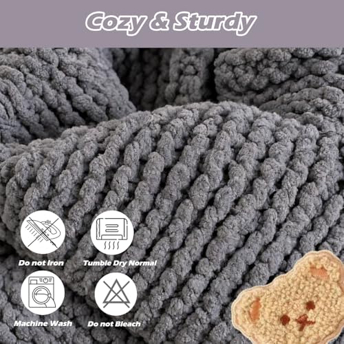 Novelchet Knitting Loom Kit for Scarf, Easy Knitting Set with Instructions | Learn to Knit kit Including Knitting Needles Set Plush Yarn - color: Gray