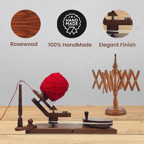 Galaxy Indiacraft Hand Operated Yarn Ball Winder | Swift, Yarn, Wool, and String Holder| Knitting & Crochet Accessories - color: BROWN-MULTI