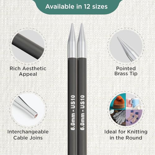 KnitPro Karbonz Interchangeable Circular Needle 5" (13cm)|US Size 10 (6mm) - size: US 10 (6mm)