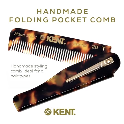 Kent 20T TY Handmade Folding Pocket Comb for Men, Fine Tooth Hair Comb Straightener for Everyday Grooming Styling Hair, Beard or Mustache, Use Dry or with Balms, Saw Cut Hand Polished, Made in England - color: Yellow Tokyo, size: 6 Pack