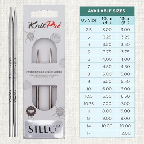 KnitPro Stelo Lace Interchangeable Tips 4" (10cm) | US Size 4 (3.5mm) - size: US Size 4 (3.5mm)