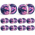 10 Pack Jumbo Chunky Yarn for Hand Knitting, Fluffy Chunky Chenille Yarn for Crocheting, Variegated Chunky Knit Baby Blanket Yarn, 240 yds /70.5 oz Super Bulky Yarn(Vibrant Purple) - color: 10 Vibrant Purple