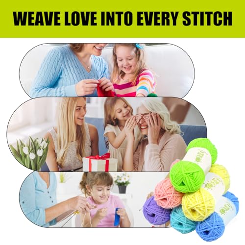 Crochet Yarn Glow in The Dark, SunBling Luminous 3 Pack of 5.29Oz/230Yards Acrylic Yarn for Handicraft Knitting, Light#3 Worsted Yarns Ideal for Beginners Adults, DIY Women Birthday Gift (Fresh Green) - color: Fresh Green