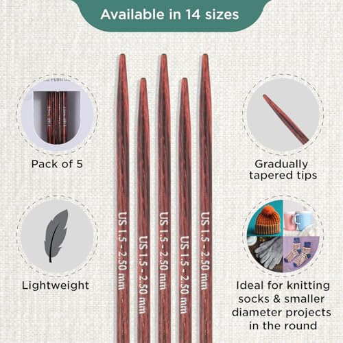 KnitPro Dreamz Double Pointed Needles 8" (20cm) | US Size 1.5 (2.5mm) - size: US 1.5 (2.50mm)