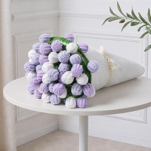 Ivydale Crochet Flower Bouquet Throw Blanket - color: Purple Tulip