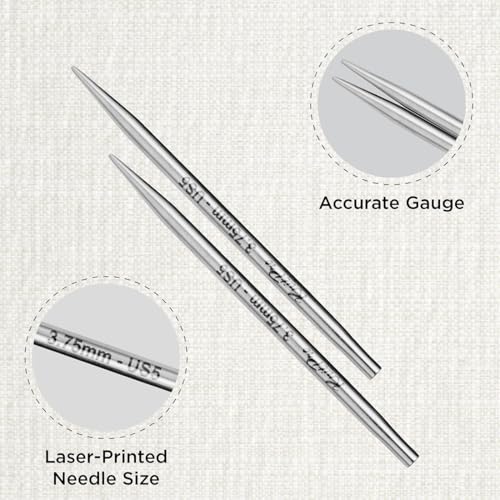 KnitPro Stelo Lace Interchangeable Tips 4" (10cm) | US Size 5 (3.75mm) - size: US Size 5 (3.75mm)