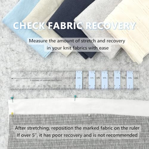 Knit Fabric Stretch Ruler for Measuring Elasticity | Acrylic material, UV printed, measuring guide for sewing and garment marking, suitable for most fabric