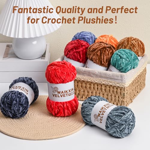 Chunky Chenille Yarn for Crocheting, Baby Yarn for Crocheting Soft, Plush Velvet Yarns, 100g (87.4 yds) Fluffy Yarn for Crochet Amigurumi (Birthday Cake) - color: Birthday Cake