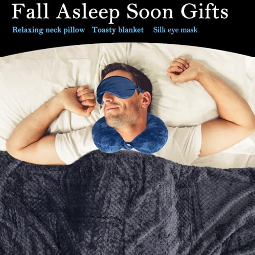 Get Well Gifts For Men,Care Package For Men, Get Well Soon Gift Basket | Cozy Blanket, Memory Foam Pillow, Stress Ball, Socks, Eye Mask, Thinking Of You Greeting Card, Plant, Dad, Husband, Brother - style: Men Package