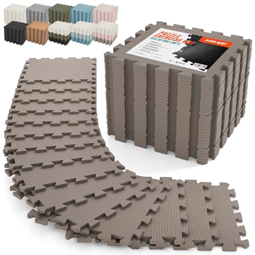 AIRHOP 216 PCS Gym Floor Mat, EVA Foam Puzzle Gym Mat, High-Density Interlocking Foam Floor Tiles for Home Gym, Play Workout Garage Kitchen Flooring 12.6"x12.6"x0.4" - color: Brown, size: 216 Tiles | 216 Sq Ft