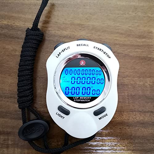 Stopwatch, Metal Stop Watch for Sports 10/100/400 Laps, Stopwatches Timer for Coach Sports Running with 0.01second & 0.001second Timing, Conutdown, Alarm - color: 10 Lap Backlight-plastic