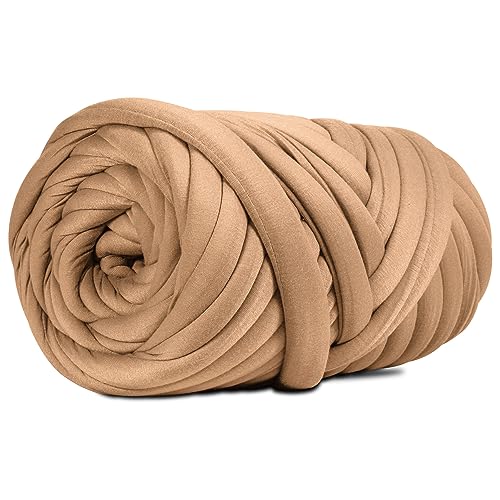 2.2 LBS of Soft Polyester Bulky Yarn for Hand Knitting | Blanket, Pillow, Handbag, Khaki, 41.5 Yards, Arm Knitting Yarn for Chunky Braided Knot Throw Blanket, Weave Craft Crochet - color: Khaki (Polyester)