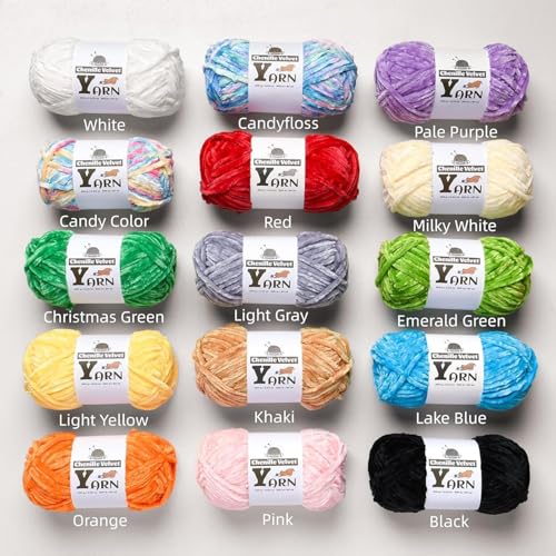 Chenille Crochet Lake Blue Yarn 2 Pack | 200g/174yds Fluffy Velvet Yarn Blanket Knitting Yarn for Crocheting Soft Baby Yarn - color: 2 Lake Blue
