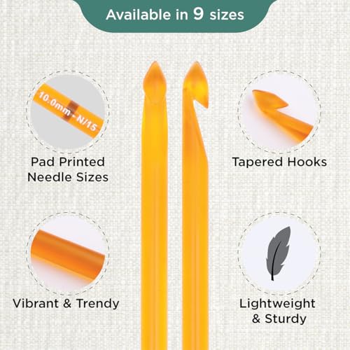 KnitPro Trendz Double-Ended Crochet Hook | US Size N (10mm) - size: US Size N (10mm)