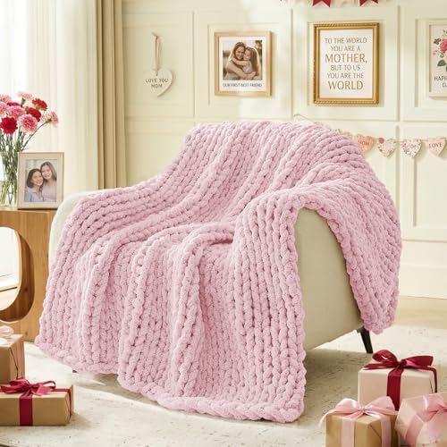 Inhand Baby Pink Chunky Chenille Yarn for Hand Knitting,Thick Bulky Mom Blanket Yarn for Crocheting,Soft Fluffy Yarn for Mother’s Day Gifts and Crafts for Women/Grandma,4 Pack (29.5Yds/8.4oz Each) - color: Baby Pink, size: 4 Pack