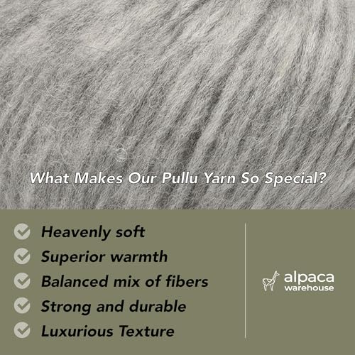 Baby Alpaca Merino Yarn 3 Skeins 150g Worsted Weight Knitting H. Silver | Pullu baby alpaca merino blend made in Peru 3 skeins 150g 426yd total for knitting and crochet sweaters scarves and hats - color: Heather Silver