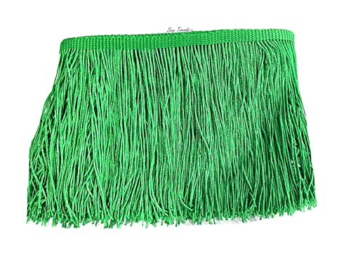 5 Yards of 4" Long Chainette Fringe Thread Yarn Tassel Trim Braid Fringe for Crafts Sewing and Decor-Green - color: Green, size: Value 5 Yards