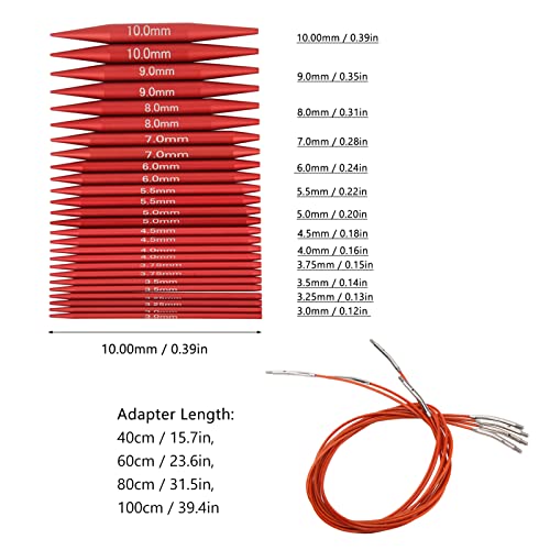 Alvinlite Interchangeable Circular Knitting Needles Set, 26 Pieces Aluminum Interchangeable Crochet Needles with 1 Storage Case, Knitting Needles Crochet Kit