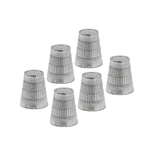 Thimbles for Hand Sewing - Silver Hand Quilting Thimble, 6 Pcs - Metal Finger Protector for Sewing, 24mm x 20mm
