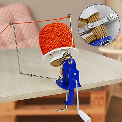 LAMXD Large Capacity Yarn Winder - 10-Ounce, Jumbo Metal Yarn Ball Winder with Thread Cutter Scissors, Blue and White - size: Large Ball Winder