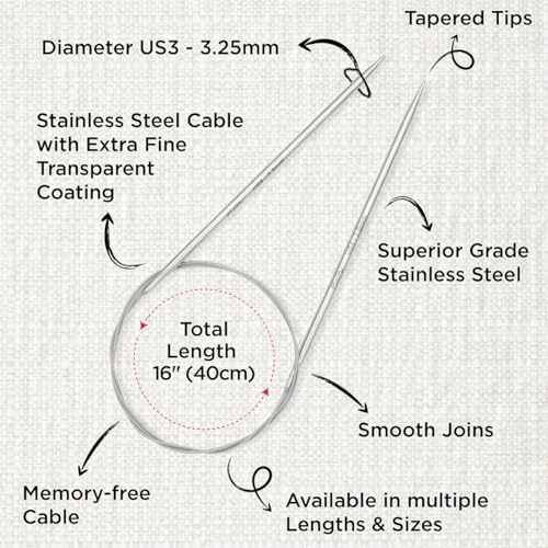 KnitPro Stelo Lace Circular Needles 16" (40cm) | US Size 3 (3.25mm) - size: US Size 3 (3.25mm)