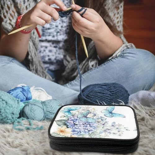 Butterfly Crochet Hook Case Portable Floral Crochet Hook Organizer without Hooks and Accessories Crochet Storage Organizer for Airports and Parks - color: Butterfly Floral1