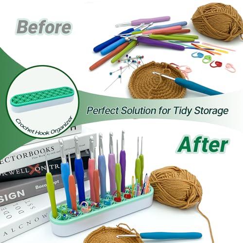 Silicone Crochet Hooks Holder, Crochet Stuff Organizer | Desktop Storage Case, Brushes & Pens Holder for Desk