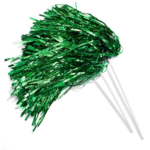 Metallic Kelly Green Foil Textured School Spirit Shakers- Pack of 10 | Anderson's Metallic Pom Pom, For Cheerleader, Football, Basketball, Homecoming, Team Party, Dance Performance - color: Kelly Green