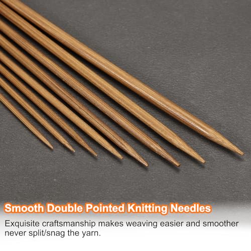 HARFINGTON 5Pcs Bamboo Knitting Needles Double Pointed Size US 4(3.5mm) Carbonized 6 Inch(15cm) Straight for Handmade Creative DIY Knitting Craft Yarn Projects - size: US 4(3.5mm)