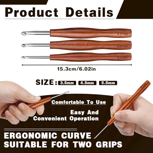 Nitlak 3.5/4.5/5.5mm Crochet Hook Set, Aluminum Ergonomic Crochet Needles | 3 Pcs Aluminum Ergonomic Crochet Hooks Kit for Arthritic Hands, Crochet Kit for Beginners Knitting Sweaters, Blankets - size: 3 Size-3.5mm/4.5mm/5.5mm