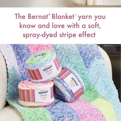 Bernat Blanket Ethereal Stripes Soft Yarn for Crocheting, Bouquet 2-Pack | #6 Super Bulky Yarn, 100% Polyester, Self-Striping Blanket Yarn for Crochet, Knitting & Crafts, 220yds, 300g/10.5oz per skein - color: Bouquet