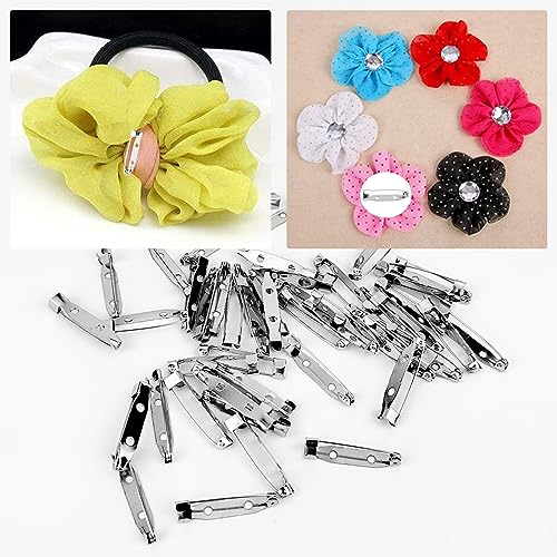 50 Pcs Silver Bar Pins, Safety Pins - Secure Back Clasp - Reliable Brooch Pins for Various Uses Locking Pins Backs Safety Clasp Brooch (30MM, Silver) - size: 30MM