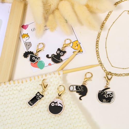 DoreenBeads Stitch Markers for Crocheting and Knitting | Alloy Enamel Crochet Marker Crochet Gifts for Knitting Weaving Sewing Accessories Quilting Jewelry Making - color: Black Cats