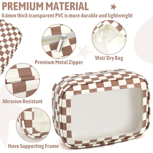 YOPCDJ 5PCS Diaper Bag Organizer Pouch Set, TSA Approved Toiletry Bag, Clear Waterproof TPU Makeup Bag Set Travel Organizer Bags for Women and Kids - color: Brow, size: 5pcs