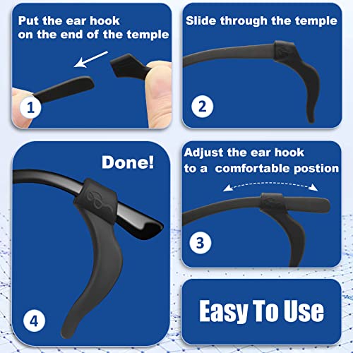 SMARTTOP Eyeglass Ear Grips -20 Pairs eye glasses ear grippers Anti-slip Holder, Silicone Ear Hook, glasses ear grip Sleeve Retainer for Sports Glasses, Sunglasses Reading glass - color: Us-s-22a-blck