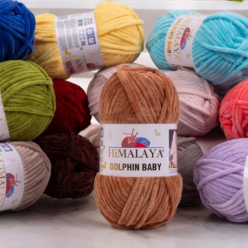 2-Pack Himalaya Dolphin Baby Yarn – Velvety Soft Chenille Yarn for Plush Amigurumi, Blankets, and Cozy Crochet & Knitting Projects (80360) - color: 80360