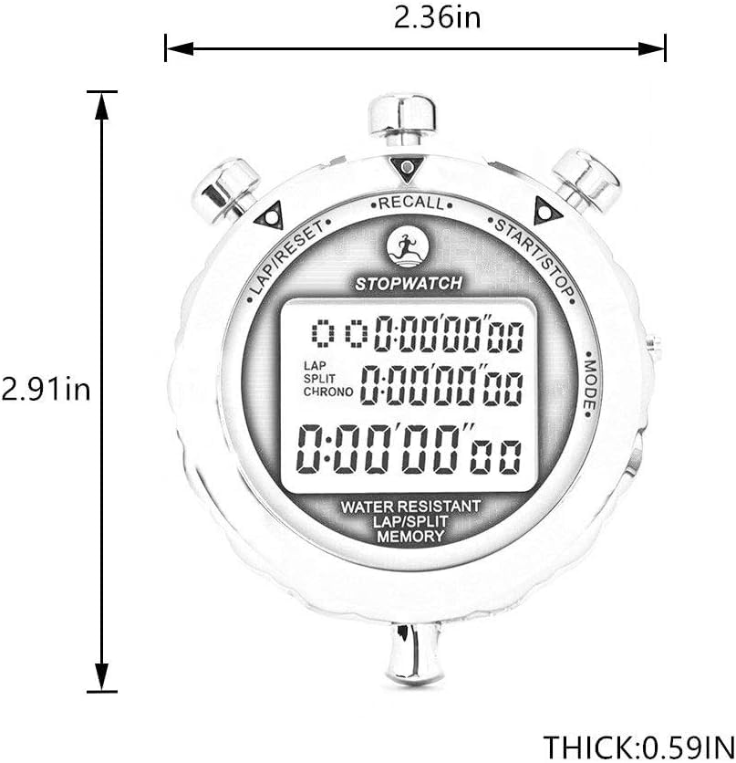 Stopwatch, Metal Stop Watch for Sports 10/100/400 Laps, Stopwatches Timer for Coach Sports Running with 0.01second & 0.001second Timing, Conutdown, Alarm - color: 400 Lap Metal