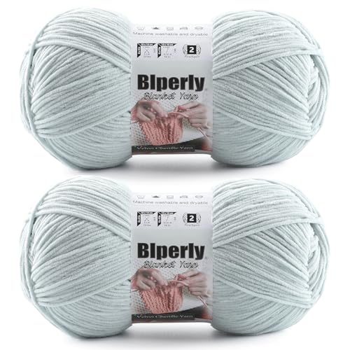 Skinny Chenille Yarn for Crocheting, #2 Gray Soft Baby Blanket Fluffy Yarn | 2 Pack of 314 Yds, 3.5 Oz Sport Fingering Weight Fine Yarn, Plush Thin Velvet Yarn for knitting Blankets, Amigurumi Yarns - color: Light Gray
