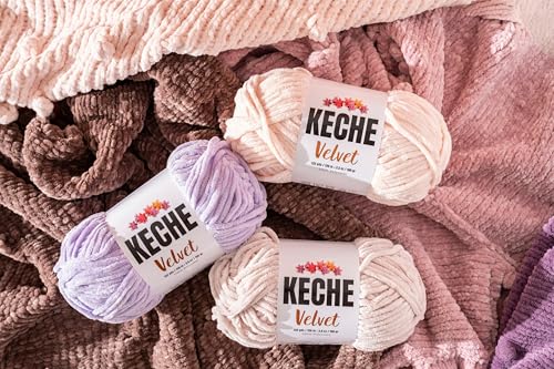 Keche Velvet Yarn for Crocheting, Soft Chenille Bulky Baby Blanket Amigurumi Yarn 100 gr (132 yds) - Black - color: BLACK, size: 1 SKEIN