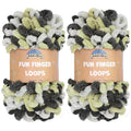 JubileeYarn Fun Finger Loops Yarn - 100g/Skein Jumbo Polyester Team Spirit - Silver Tan Black - 2 Skeins - color: 026 Silver Tan Black, size: 2 Skeins