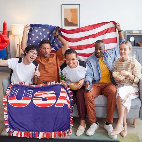 Chumia 2 Pcs/1 Set Patriotic Throw Blanket American Flag Blankets 57 x 57'' - style: Independence Day American Flag