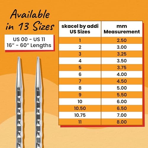 skacel by addi Rocket 2 (Squared) Circular Knitting Needles, Fixed 24 Inch (60 cm) Plated Brass Tips with Flexible Nylon Cord, 3 mm (US Size 2)