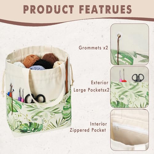 TOGETRUE Yarn Bag, Knitting Crochet Tote Bag, Yarn Storage Bags Organizer, Crochet Bags for Crocheting Project, Store Skein Ball, Short Knitting Needle (Green) - color: Green, size: Small
