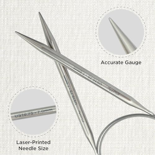 KnitPro Stelo Lace Circular Needles 16" (40cm) | US Size 10.75 (7mm) - size: US Size 10.75 (7mm)