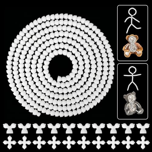 EupHHonycs 320 Pcs Doll Armature Set with X Y Connectors 16mm Doll Skeleton | Flexible Plastic Ball Socket Joints for Animal Bear DIY Crafts