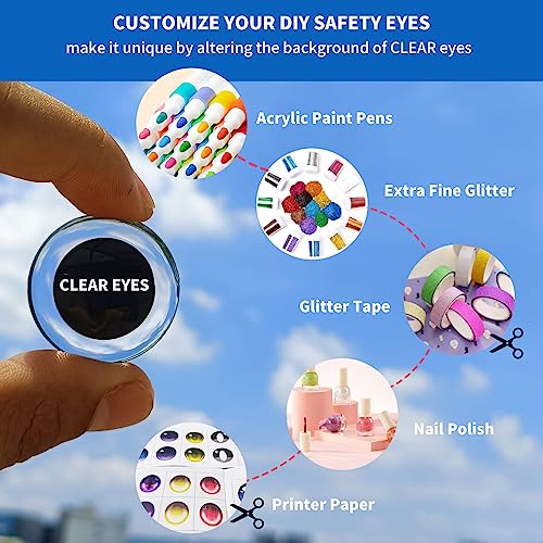 RuWfpz Safety Eyes for Crocheting Amigurumi Glitter 24mm Large 5 Colors | 15/16", 20pcs, DIY, with Labeled Box, Hard Washer, Big Plastic Colored Crochet Stuffed Animal Eyes for Doll Craft Bear Plush - size: 24 mm